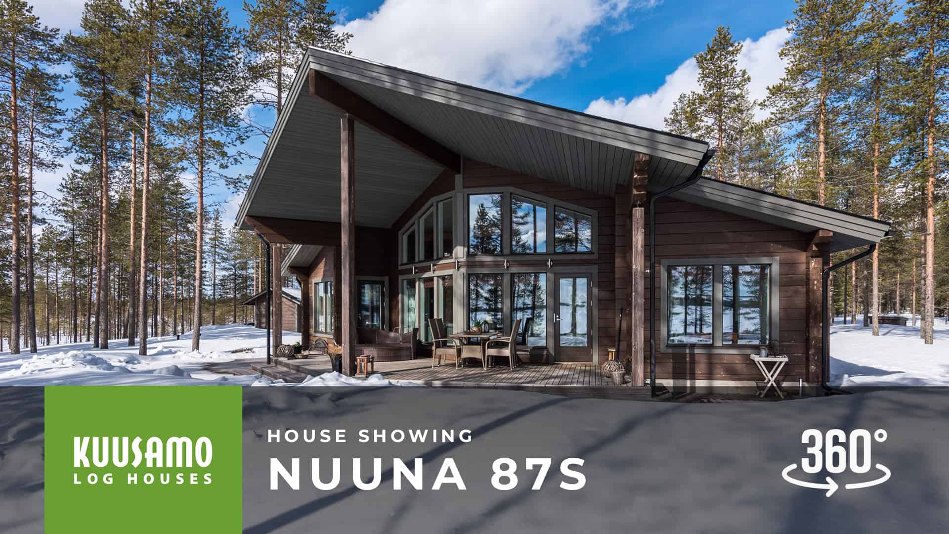 Holiday Home Nuuna 87 surrounded by snowy forest.